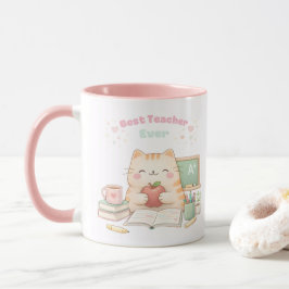 Best Teacher Ever Cute Kawaii Kitty Cat Sweet Pink Tasse