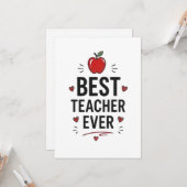 Best Teacher Ever  Karte (Vorderseite/Rückseite Beispiel)