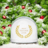 Best Teacher Ever & Laurel Wreath on White Schneekugeln (Weihnachten)