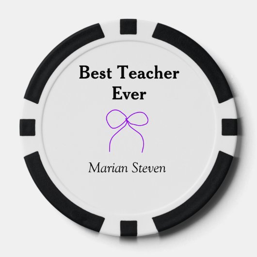 Best Teacher ever purple bow name appreciation gif Pokerchips (Vorderseite)