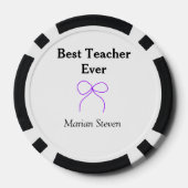 Best Teacher ever purple bow name appreciation gif Pokerchips (Rückseite)