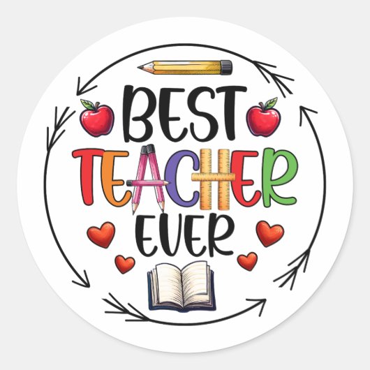 Best Teacher Ever Sticker – Fun Appreciation (Vorderseite)