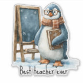 Best Teacher Ever Winter Penguin Design Aufkleber (Vorderseite)