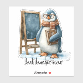 Best Teacher Ever Winter Penguin Design Aufkleber