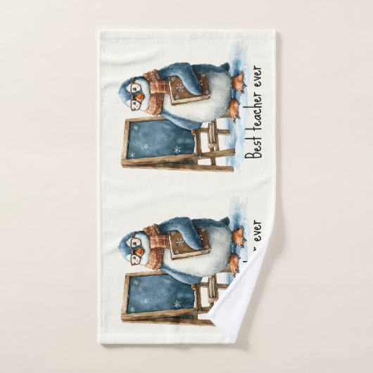Best Teacher Ever Winter Penguin Design Badhandtuch Set (Handtuch)