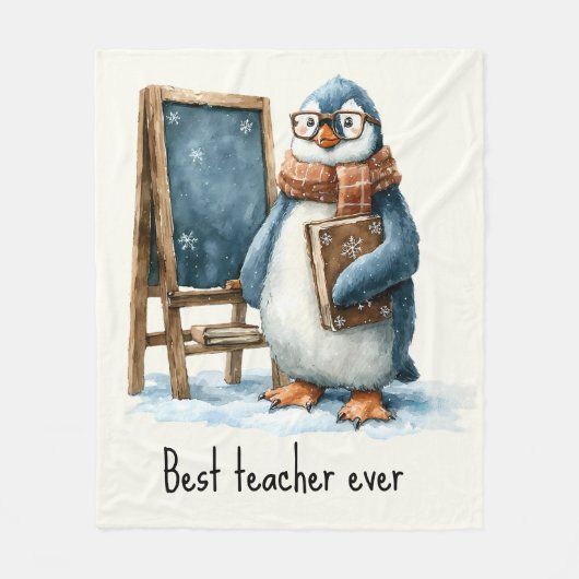 Best Teacher Ever Winter Penguin Design Fleecedecke (Vorderseite)