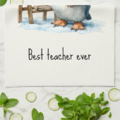 Best Teacher Ever Winter Penguin Design Geschirrtuch (Gefaltet)