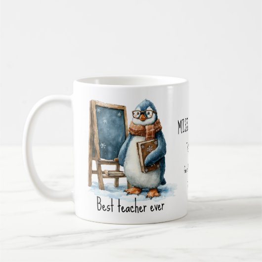 Best Teacher Ever Winter Penguin Design Kaffeetasse (Links)
