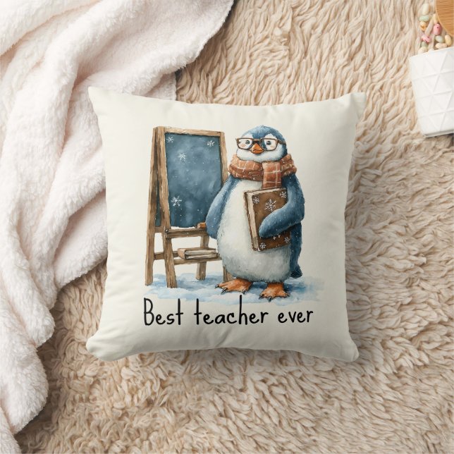 Best Teacher Ever Winter Penguin Design Kissen (Decke)