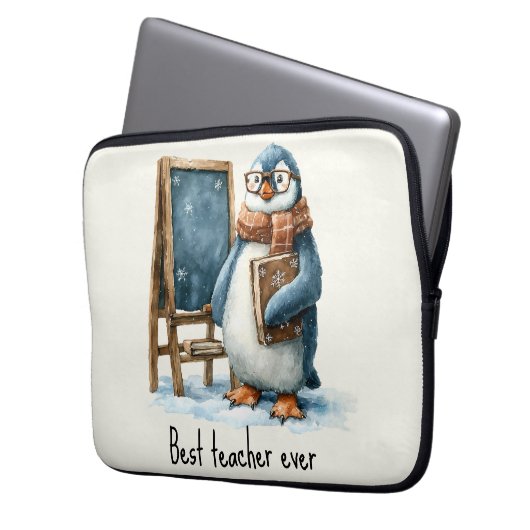 Best Teacher Ever Winter Penguin Design Laptopschutzhülle (Vorderseite Links)