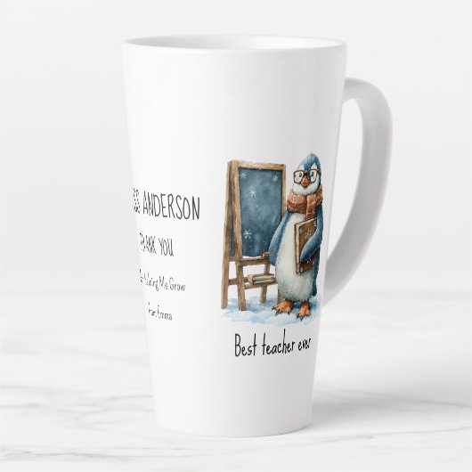 Best Teacher Ever Winter Penguin Design Milchtasse (Rechte Ecke)