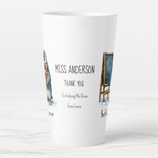 Best Teacher Ever Winter Penguin Design Milchtasse (Vorderseite)