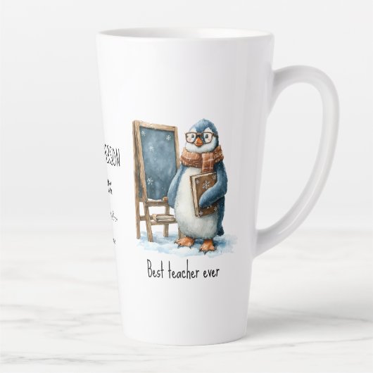 Best Teacher Ever Winter Penguin Design Milchtasse (Rechts)