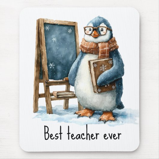 Best Teacher Ever Winter Penguin Design Mousepad (Vorne)