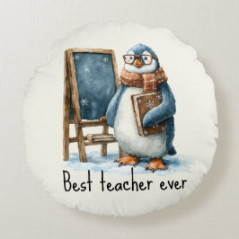 Best Teacher Ever Winter Penguin Design Rundes Kissen