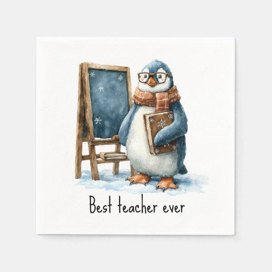 Best Teacher Ever Winter Penguin Design Serviette (Vorderseite)