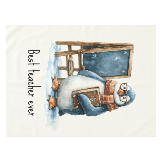 Best Teacher Ever Winter Penguin Design Tischdecke (Vorderseite (Horizontal))