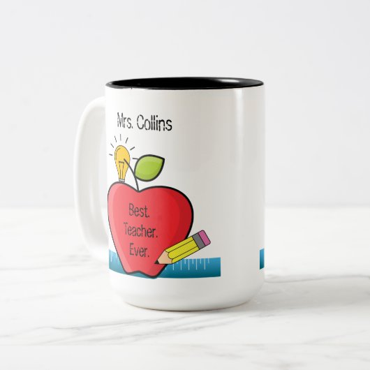 Best.Teacher.Ever. Zitat Apple Personalisiertes Ge Zweifarbige Tasse (Vorderseite Links)