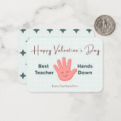 Best Teacher Hands Down Cute Valentine Card Mitteilungskarte (Vorderseite/Rückseite Beispiel)