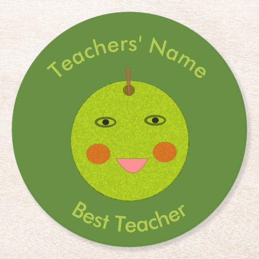 Best Teacher Happy Apple Custom Paper Untersetzer (Vorderseite)