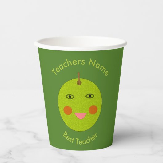 Best Teacher Happy Apple Custom Pappbecher (Vorderseite)