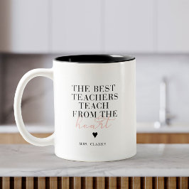 Best Teacher Heart Modernes Script Pink Teacher Ge Zweifarbige Tasse