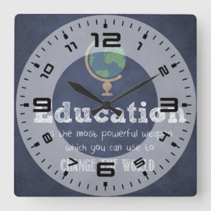 Best Teacher value quote Quadratische Wanduhr