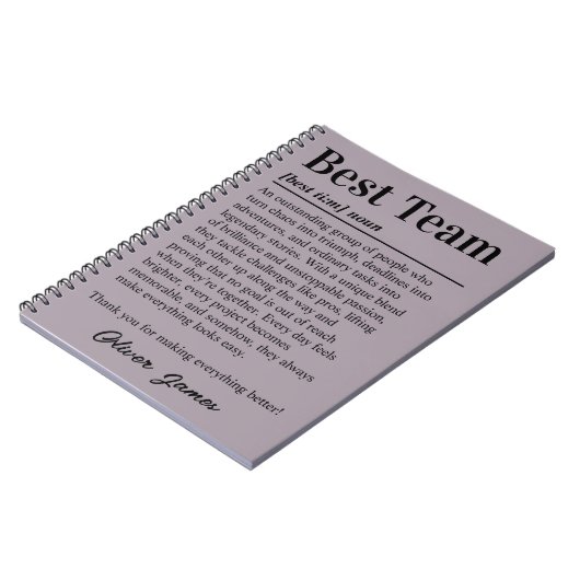 Best Team Definition Custom Employee Appreciation Notizblock (Linke Seite)