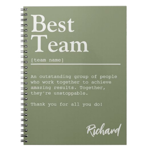 Best Team Definition Custom Employee Recognition Notizblock (Vorderseite)