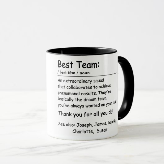 Best Team Definition Mitarbeiterbewertung Custom Tasse (VorderseiteRechts)