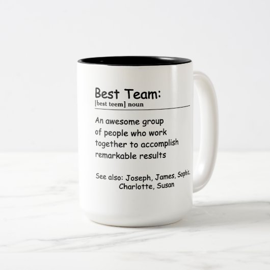 Best Team Definition Mitarbeiterbewertung Custom Zweifarbige Tasse (VorderseiteRechts)