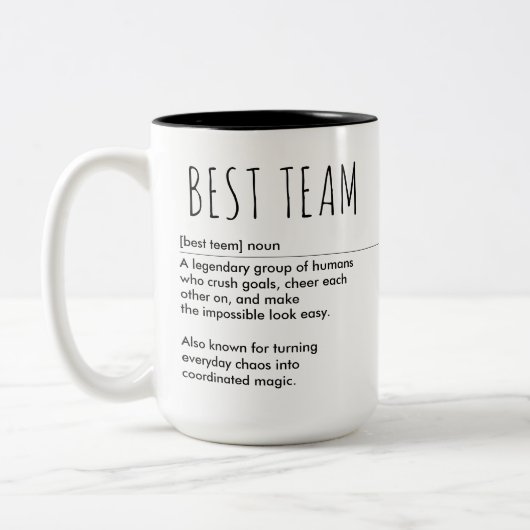 Best Team Individuelle Name & Title-Bewertung Zweifarbige Tasse (Links)
