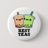 Best Teas Funny Besties Boba Tea PUn Button (Vorderseite)