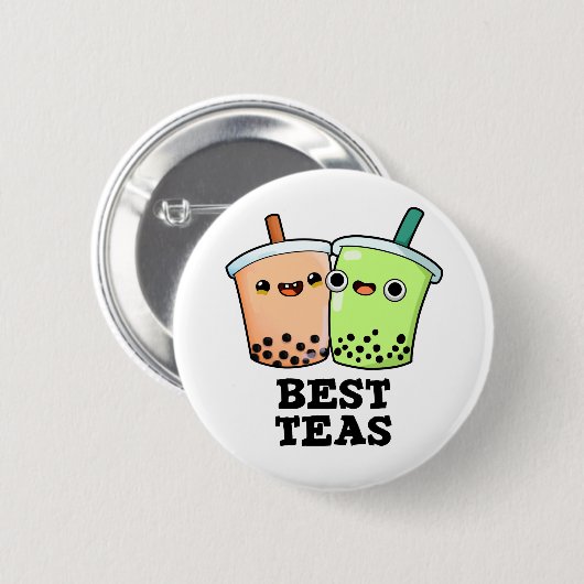 Best Teas Funny Besties Boba Tea PUn Button (Vorne & Hinten)