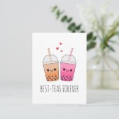 Best Teas Niedlich Kawaii Boba Teatro Liebe Freund Postkarte (Stehend Vorderseite)