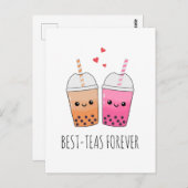 Best Teas Niedlich Kawaii Boba Teatro Liebe Freund Postkarte (Vorne/Hinten)