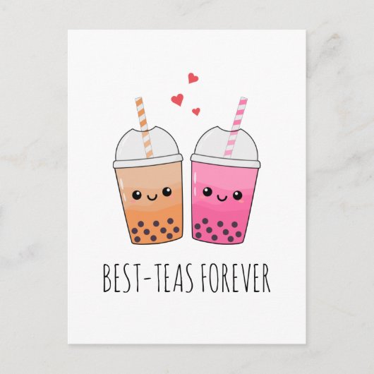 Best Teas Niedlich Kawaii Boba Teatro Liebe Freund Postkarte (Vorderseite)