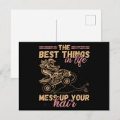 Best Things In Life Mess Up Hair ATV Quad Biker Postkarte (Vorne/Hinten)