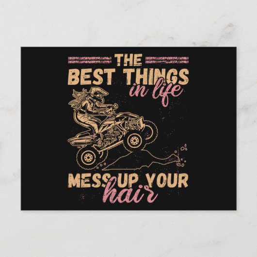 Best Things In Life Mess Up Hair ATV Quad Biker Postkarte (Vorderseite)