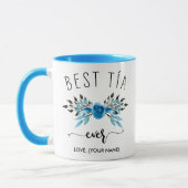 BEST TÍA ever (Ihr Name) - Light Blue Bouquet Tasse (Links)