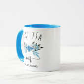 BEST TÍA ever (Ihr Name) - Light Blue Bouquet Tasse (Vorderseite Links)