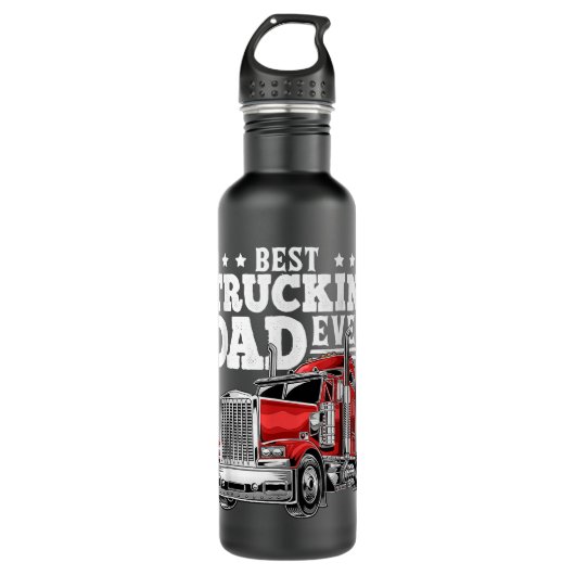 Best Truckin Dad Ever Big Rig Trucker Father's Day Edelstahlflasche (Vorderseite)