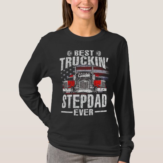 Best Truckin' STEPDAD Ever USA Flag T-Shirt Father (Vorderseite)