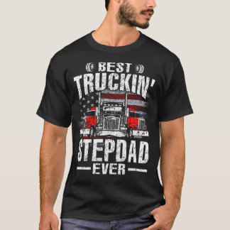 Best Truckin' STEPDAD Ever USA Flag T-Shirt Father