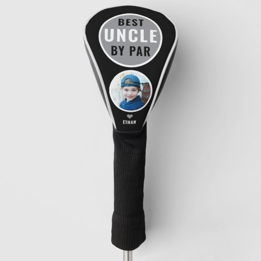 Best Uncle By Par Golf Geschenk Name Foto Black Headcover (Vorderseite)