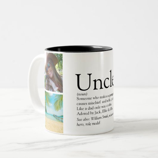 Best Uncle Definition 4 FotoCollage Zweifarbige Tasse (Vorderseite Links)