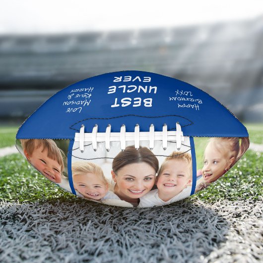 Best Uncle Ever Photo Personalized Blue Football