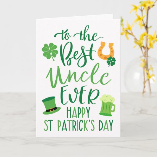 Best Uncle Ever St Patrick's Day Typografie Karte (Gelbe Blume)