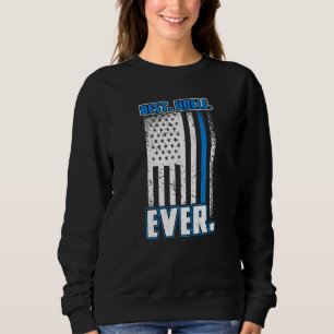 Best Uncle Ever US Flag Fathers Day Police Blue L Sweatshirt