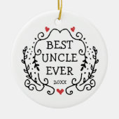 Best Uncle jemals Personalisiert Black Line Art Wr Keramik Ornament (Vorne)